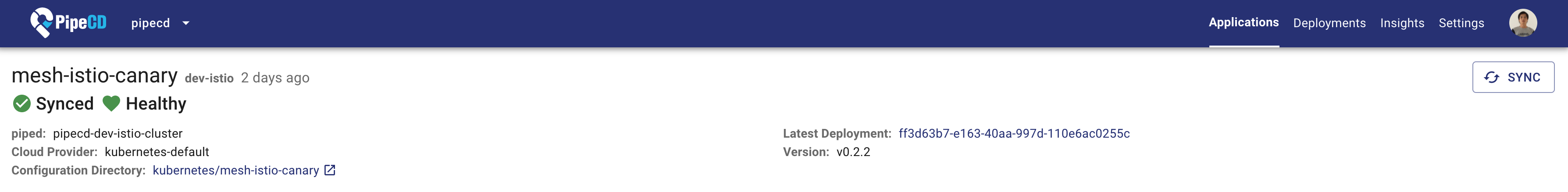 A screenshot of displaying a &lsquo;SYNCED&rsquo; state